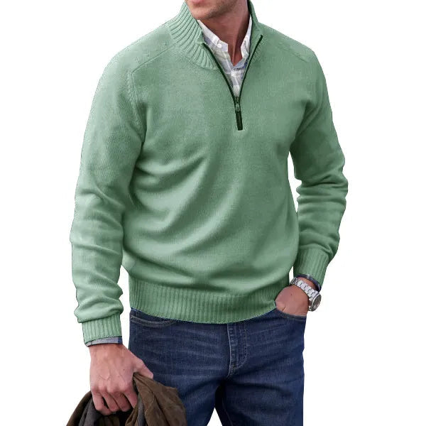 Warme heren trui met rits, essentieel voor comfort en stijl tijdens koude dagen.