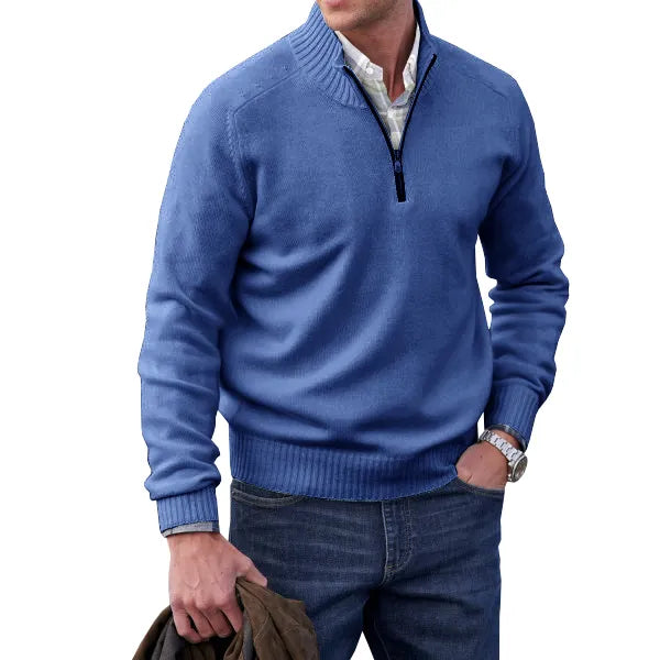 Elegante heren trui met rits, perfect voor een verfijnde look in uw herfst/winter garderobe.