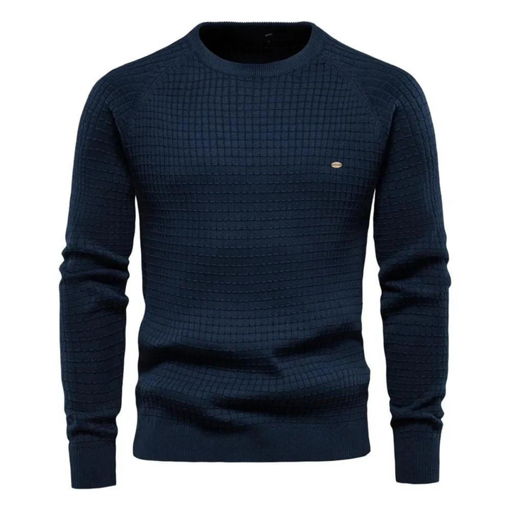 Comfortabele heren trui met ronde hals, klassieke snit. Perfect voor een smart casual outfit of ontspannen momenten.