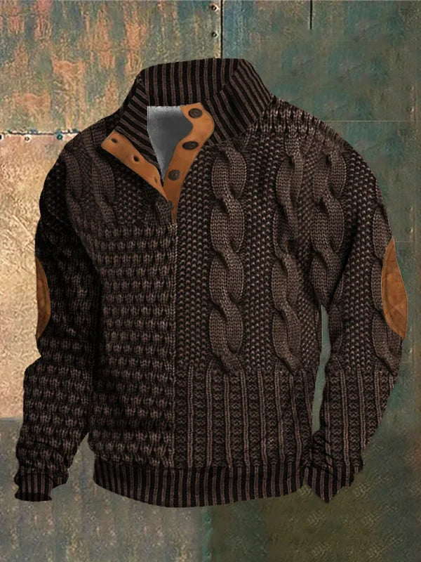 Detail hals Heren Trui Noah: Comfortabele, moderne halslijn van de stijlvolle herentrui, ideaal voor kleding.
