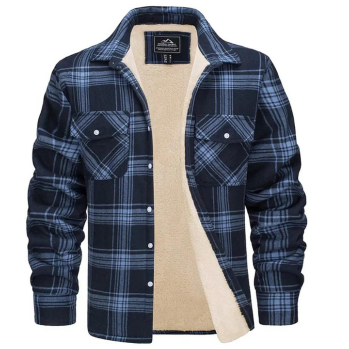 Modieuze heren ruitjas, perfect als warme herfstjas; tijdloze mannenkleding voor een casual look.