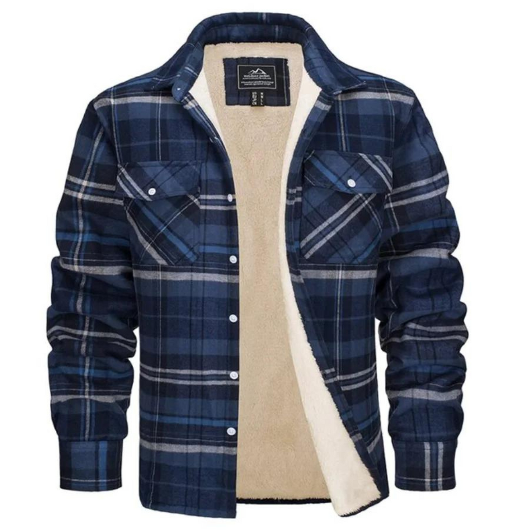 Veelzijdige heren tussenjas met ruitpatroon; ideale casual buitenkleding voor lente, herfst en milde winter.