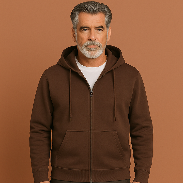 Modern heren ritsvest met capuchon, comfortabele pasvorm, perfect voor casual herenmode en streetwear look.