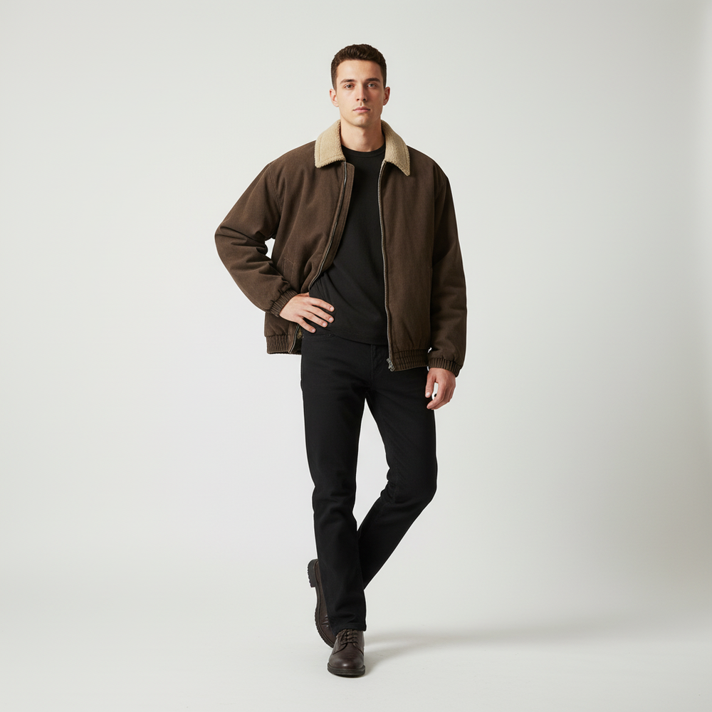 Warme heren vintage fleece winterjas, ideaal voor streetwear. Comfortabel, oversized en trendy.