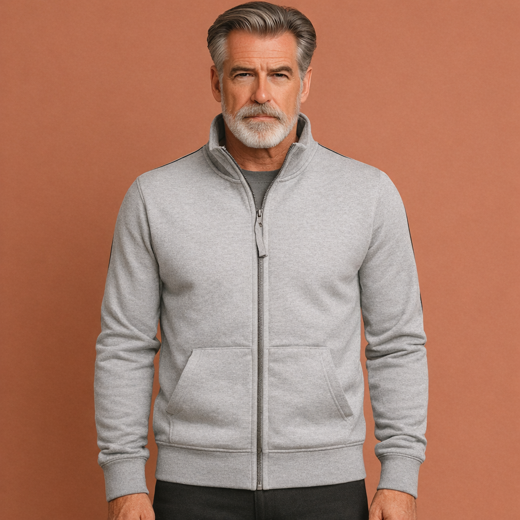 Heren warm gebreid vest met rits en praktische zakken, ideaal voor winter en herfst. Comfortabele mannenmode.