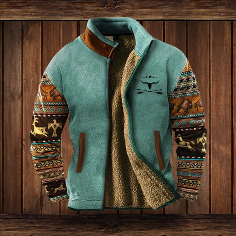Stijlvol heren teddy ritsvest in vintage look, perfect als warme casual tussenjas voor de herfst.