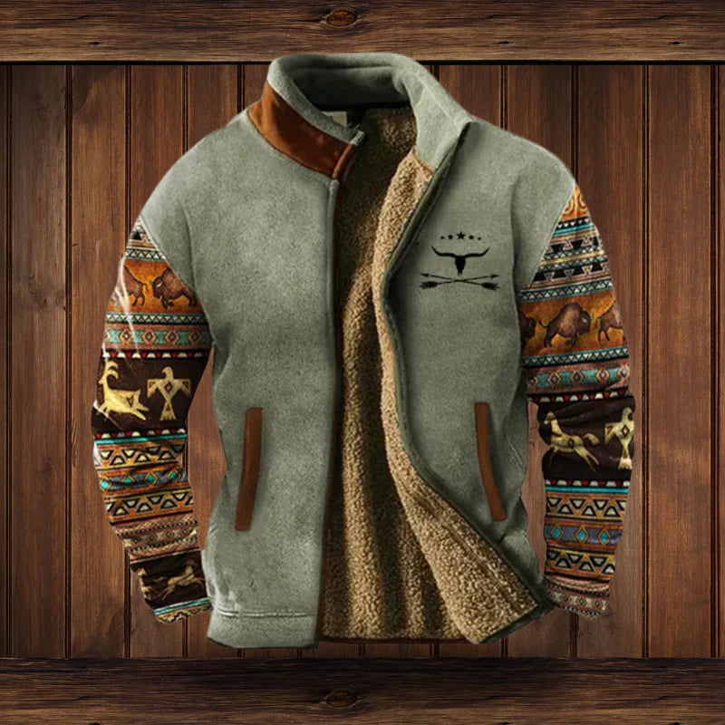 Zacht heren vintage teddy vest met volledige rits, comfortabele herfst- en winterkleding voor buiten.