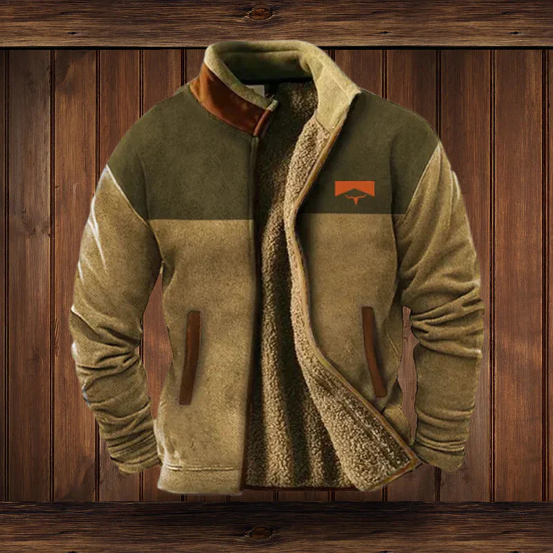 Casual heren teddy vest met rits en vintage mode details, warm en geschikt voor outdoor activiteiten.
