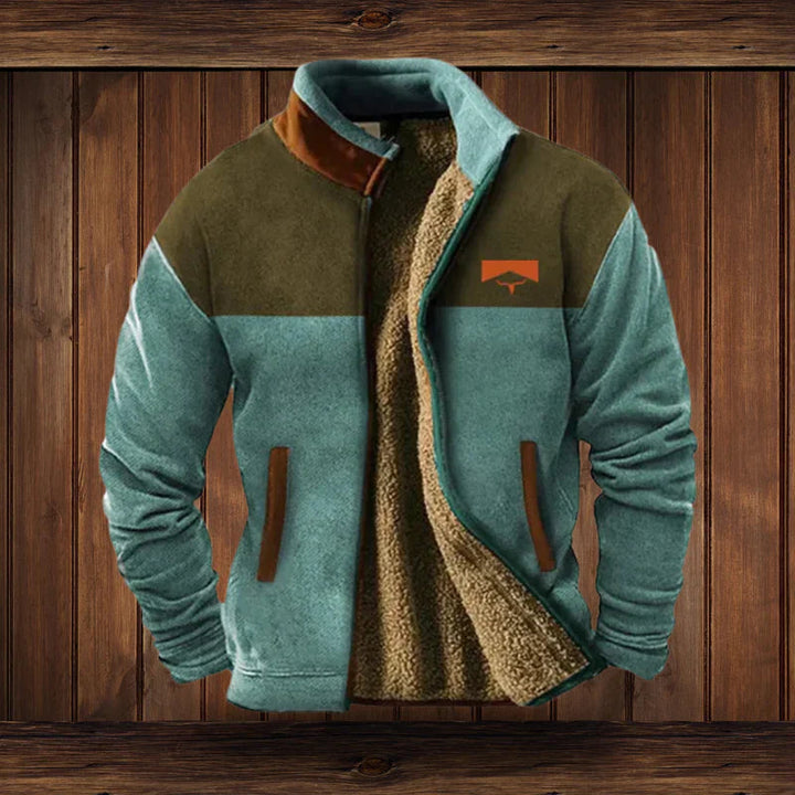 Heren teddy vest met rits, vintage ontwerp en warme voering, perfect voor koude herfst- en winteravonden.