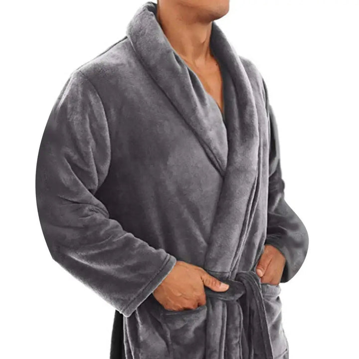 Warme herenbadjas met sjaalkraag, comfortabele pasvorm voor ontspanning, perfect cadeau voor hem.
