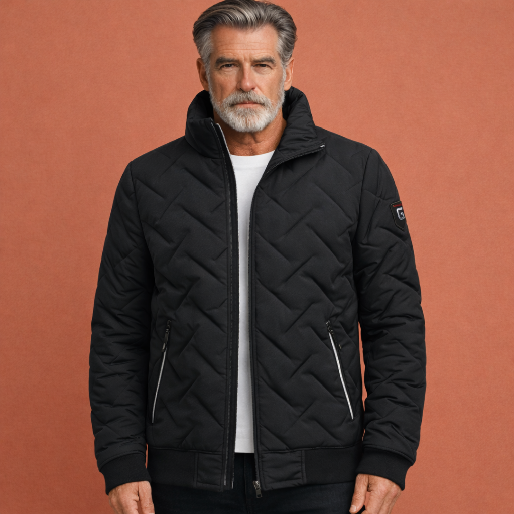 Heren warme gewatteerde winterjas in moderne stijl, perfect voor comfortabele winterdagen.