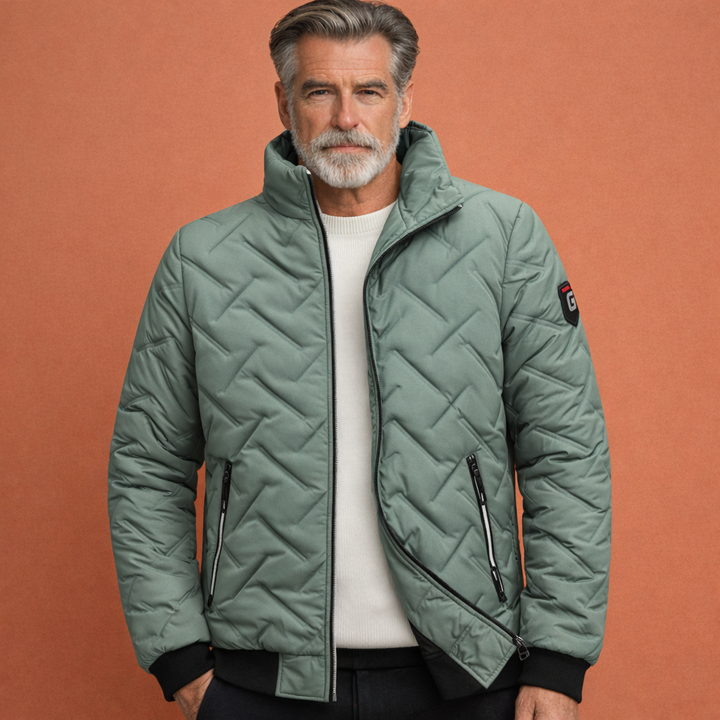 Comfortabele gewatteerde heren winterjas, ideaal als warme overgangsjas voor de winter.