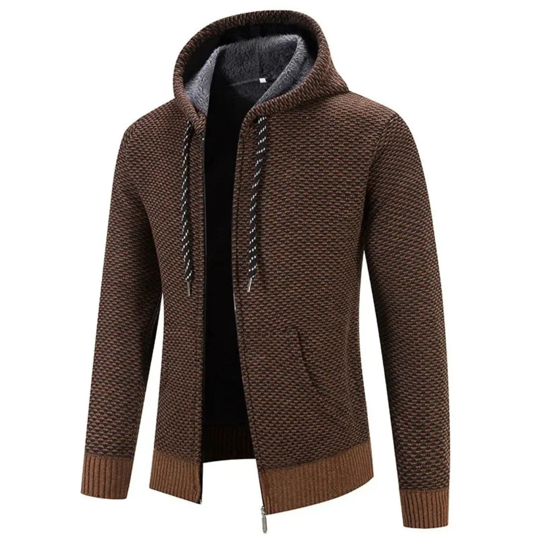 Heren warme hoodie met ritssluiting en comfortabele voering. Ideaal herfst/winter vest met capuchon.