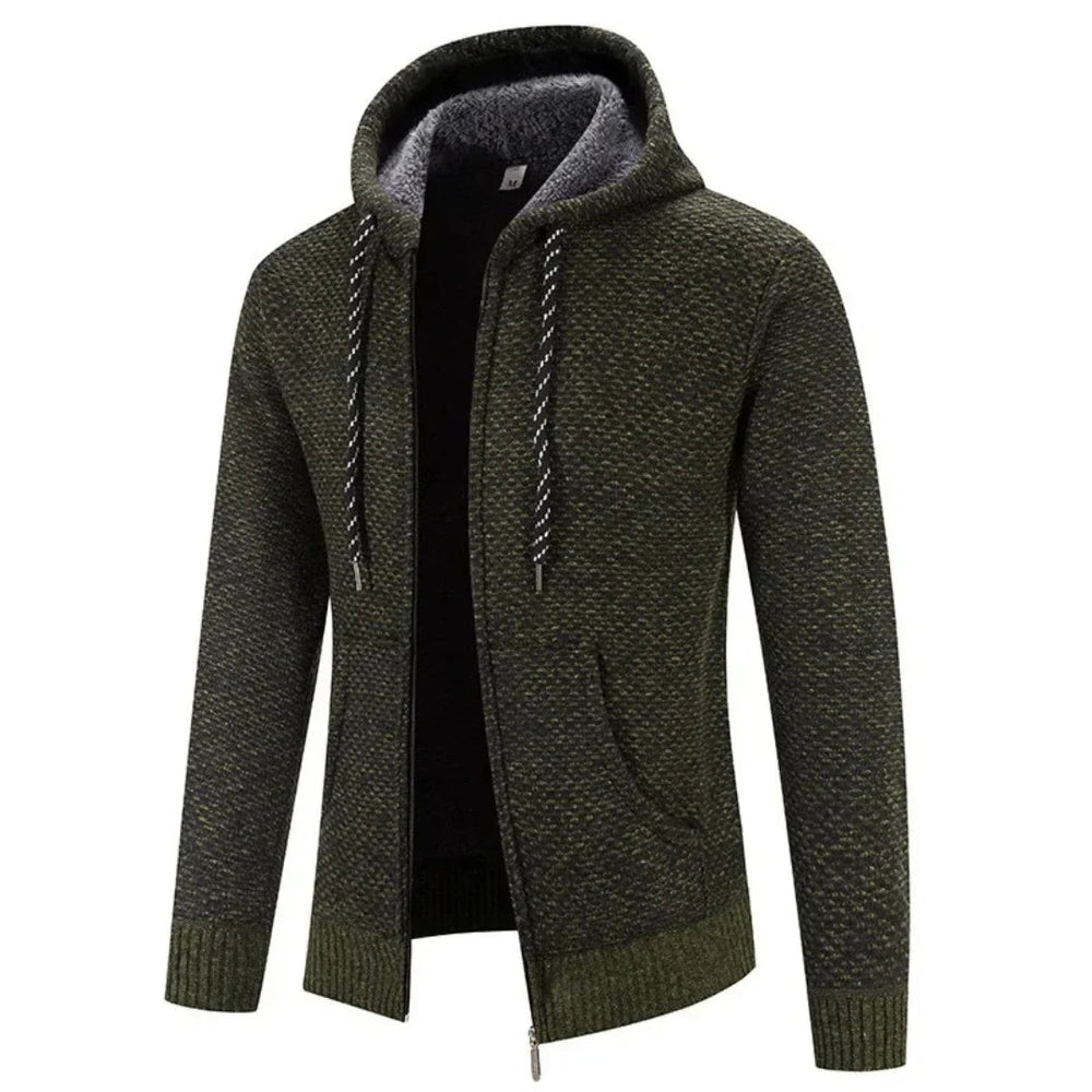 Casual slim fit heren hoodie vest met ritssluiting. Warme voering en praktische capuchon.