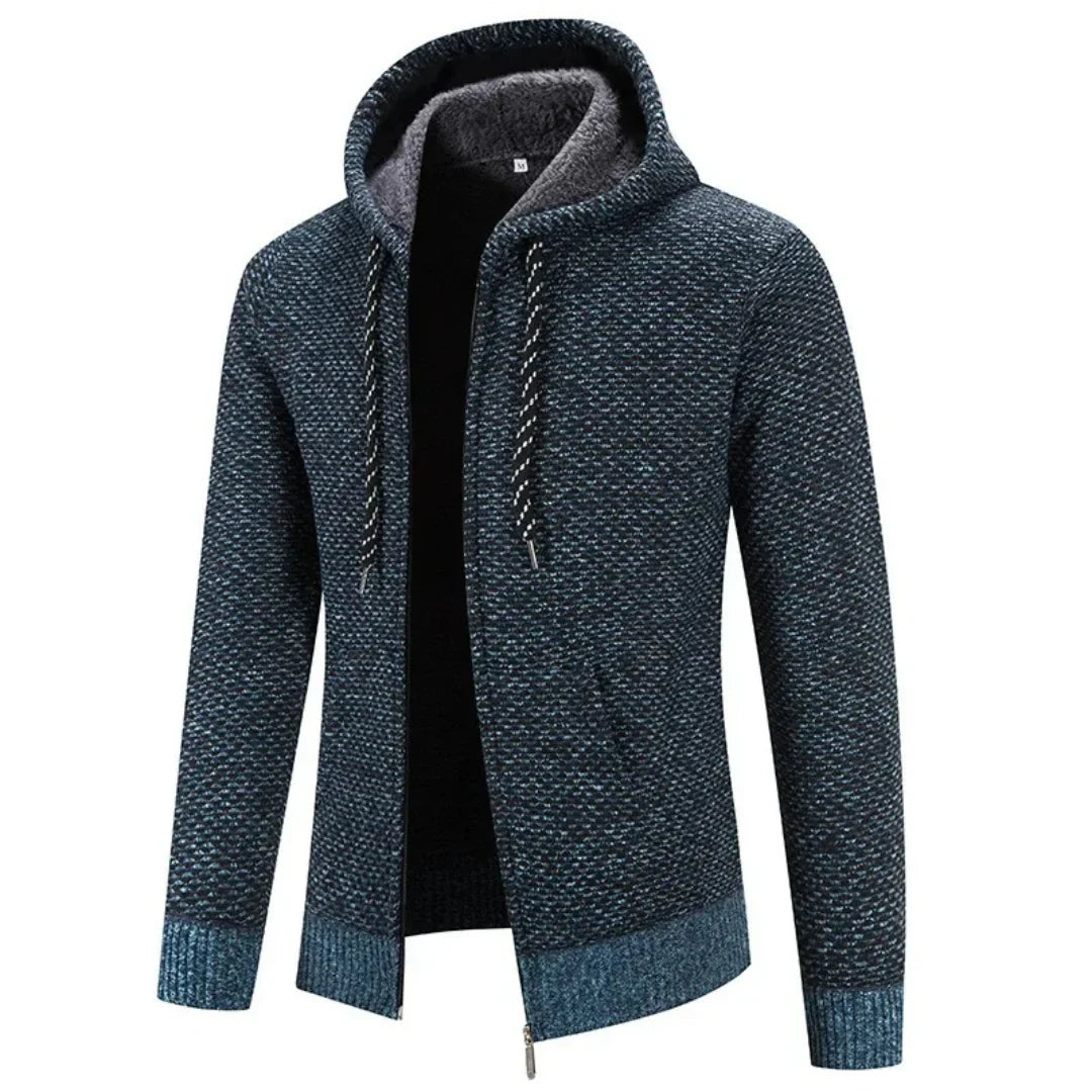 Slim fit heren hoodie met ritssluiting en capuchon. Warme, comfortabele voering voor casual looks.