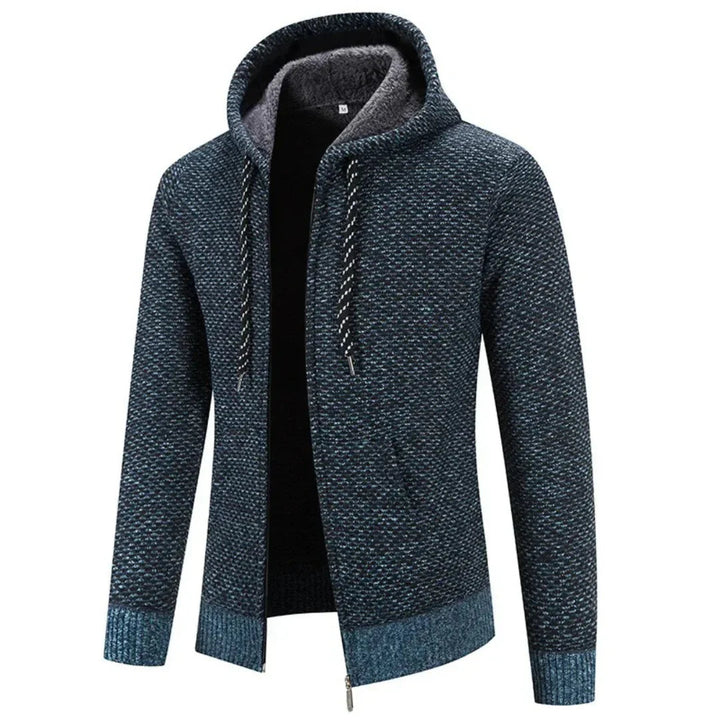 Slim fit heren hoodie met ritssluiting en capuchon. Warme, comfortabele voering voor casual looks.