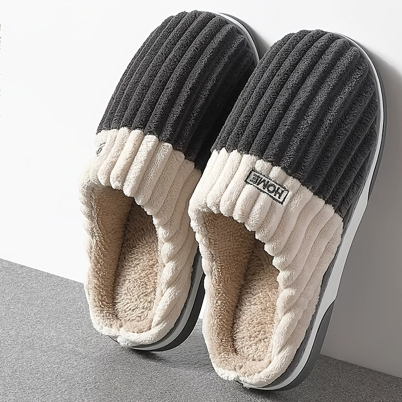 Heren warme pantoffels met comfortabele voering en stevige antislip zool, ideaal als huispantoffel.