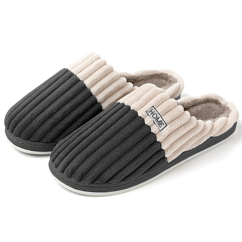 Heren winter pantoffels met fluffy voering, antislip en warmhoudend voor koude dagen.