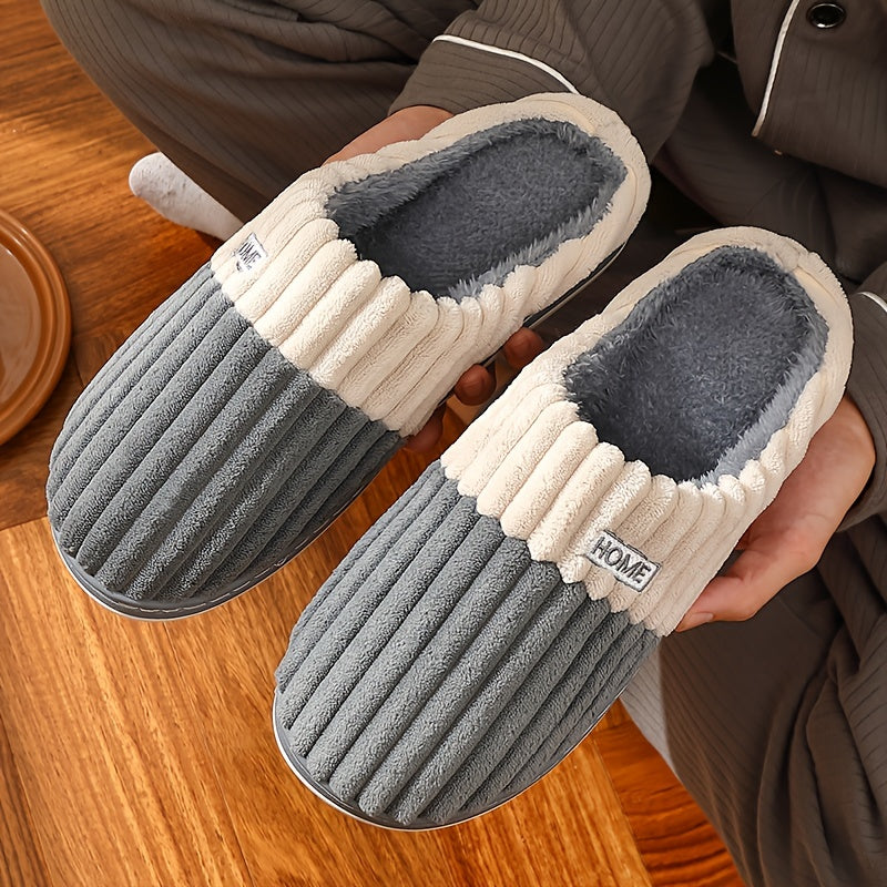 Zachte heren huispantoffels, perfect voor warme voeten in de winter. Machinewasbaar en duurzaam.