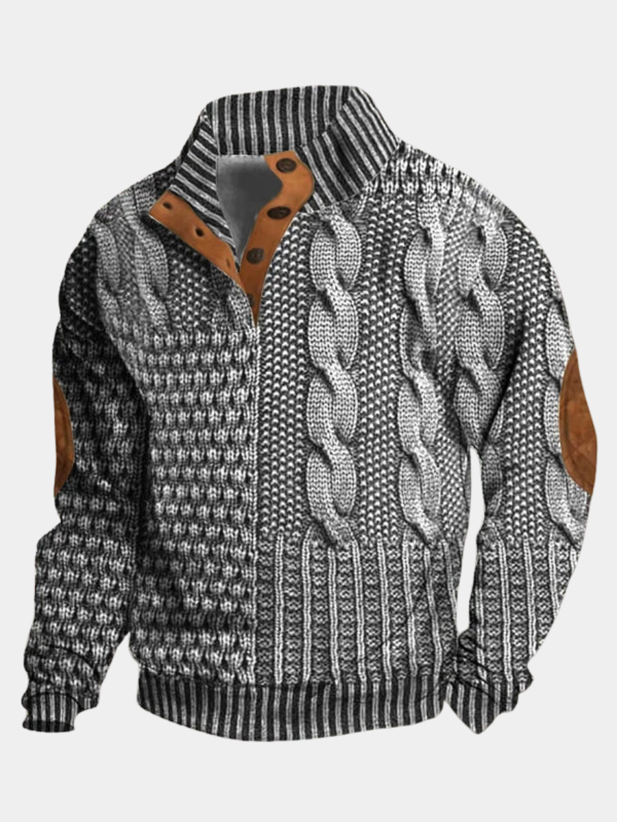 Heren warme trui met stijlvol geometrisch patroon. Comfortabele wintertrui voor herenmode.