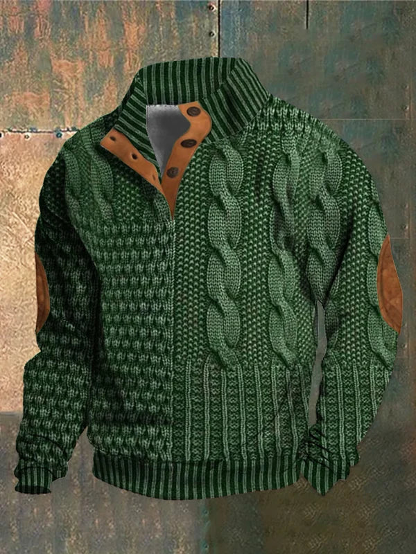 Warme heren trui met opvallend patroon, essentieel voor herfst en winter. Duurzame en comfortabele stof.