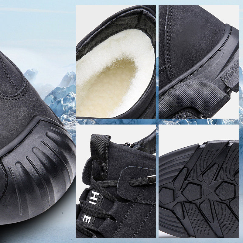 Comfortabele gevoerde herenlaarzen, waterdicht en antislip, ideaal voor wandelingen en casual outfit.
