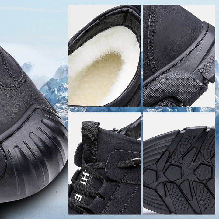 Comfortabele gevoerde herenlaarzen, waterdicht en antislip, ideaal voor wandelingen en casual outfit.