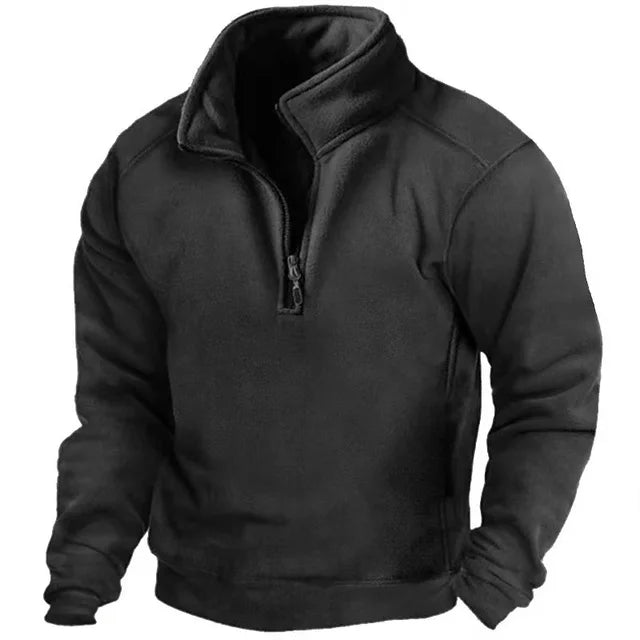 Heren warmhoudende trui met halve rits. Comfortabele outdoor trui, ideaal voor herfst & winter sportieve casual mode.