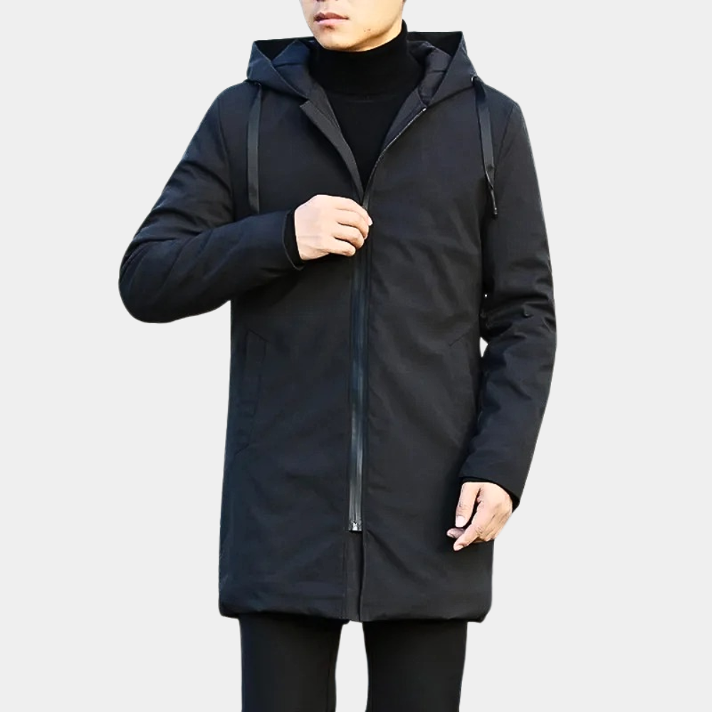 Geïsoleerde heren winterjas met zachte voering. Comfortabele waterdichte buitenjas voor herfst en koud weer.