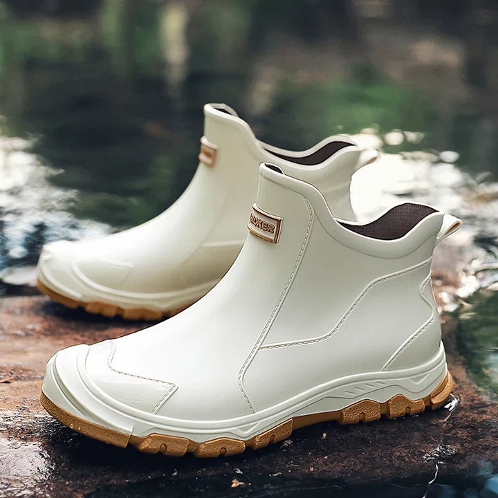 Stijlvolle heren waterdichte wandelschoenen in beige/zwart, perfect voor zowel stad als ruig terrein.