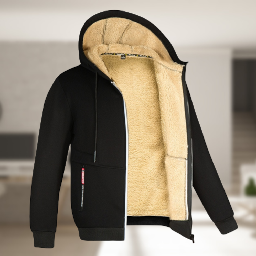 Comfortabele heren ritshoodie voor de winter, perfect voor dagelijks gebruik en outdoor kleding.