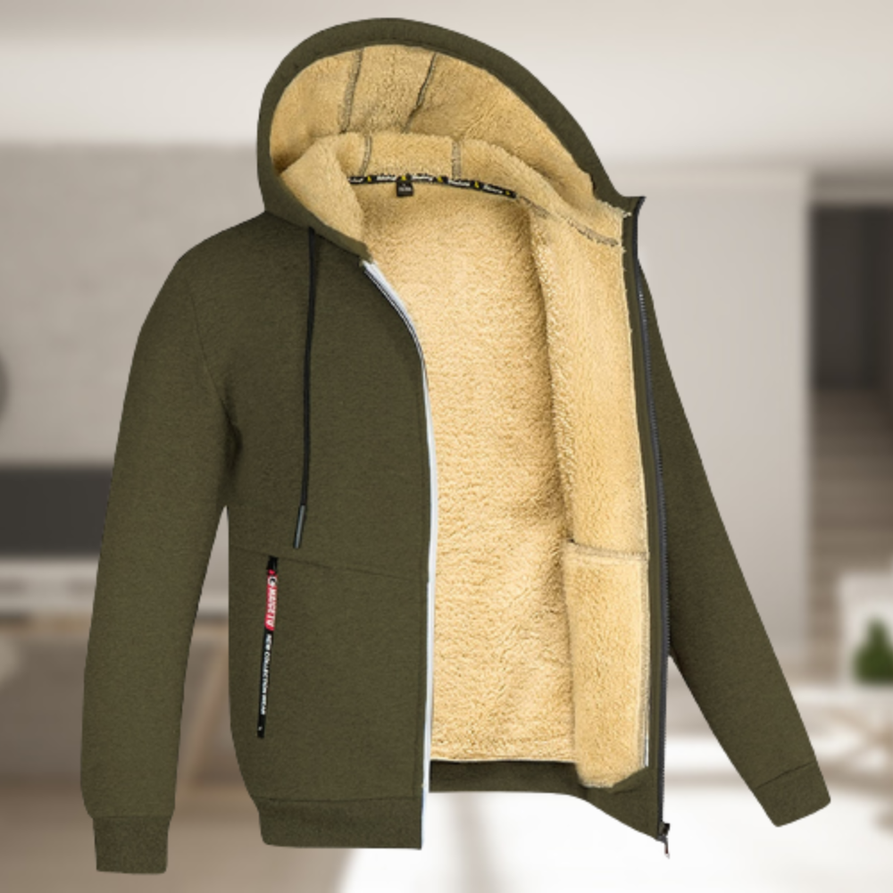 Warme heren hoodie met ritssluiting, een must-have voor wintermode en herenkleding.