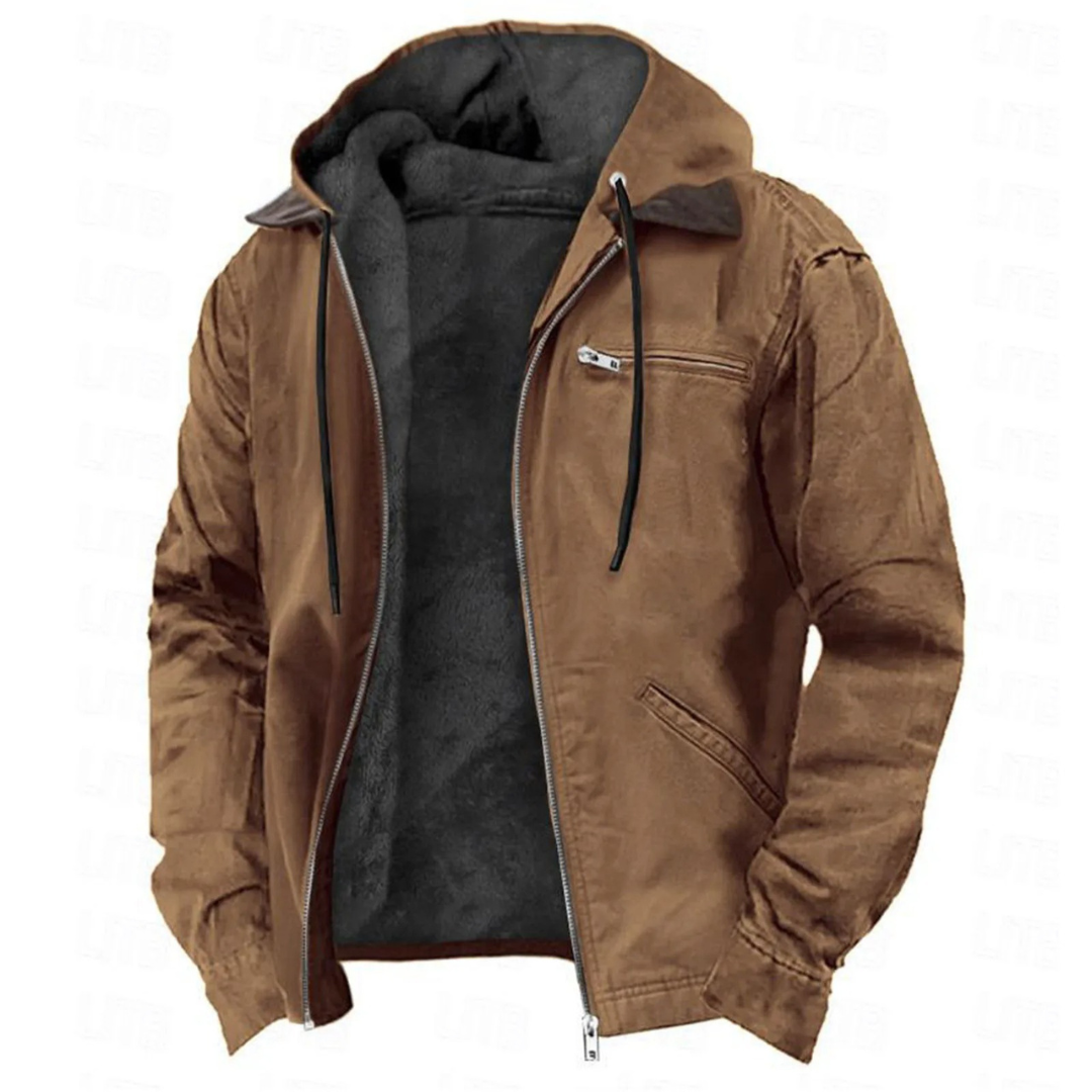 Heren winterjas met verstelbare capuchon, ideaal als warme casual of outdoor jas met praktische zakken.