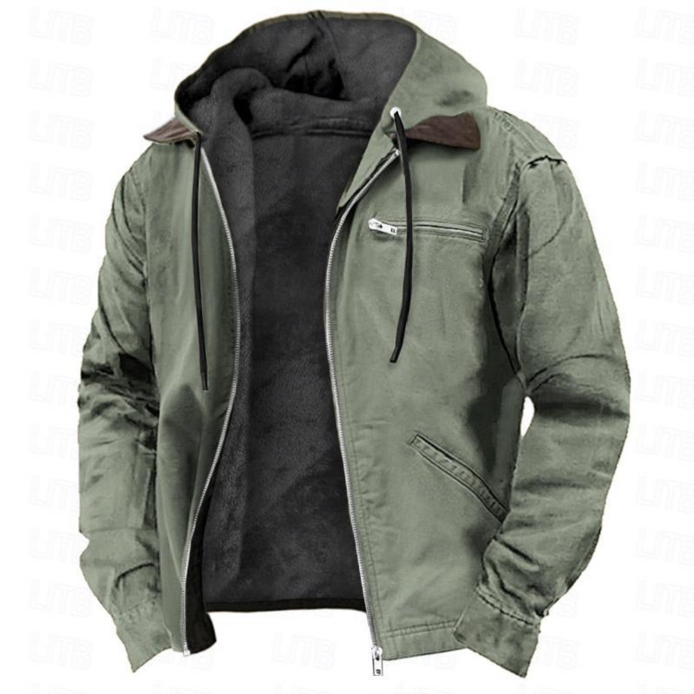 Stijlvolle heren capuchonjas voor de winter, met verstelbaar comfort en ruime zakken voor dagelijks gebruik.
