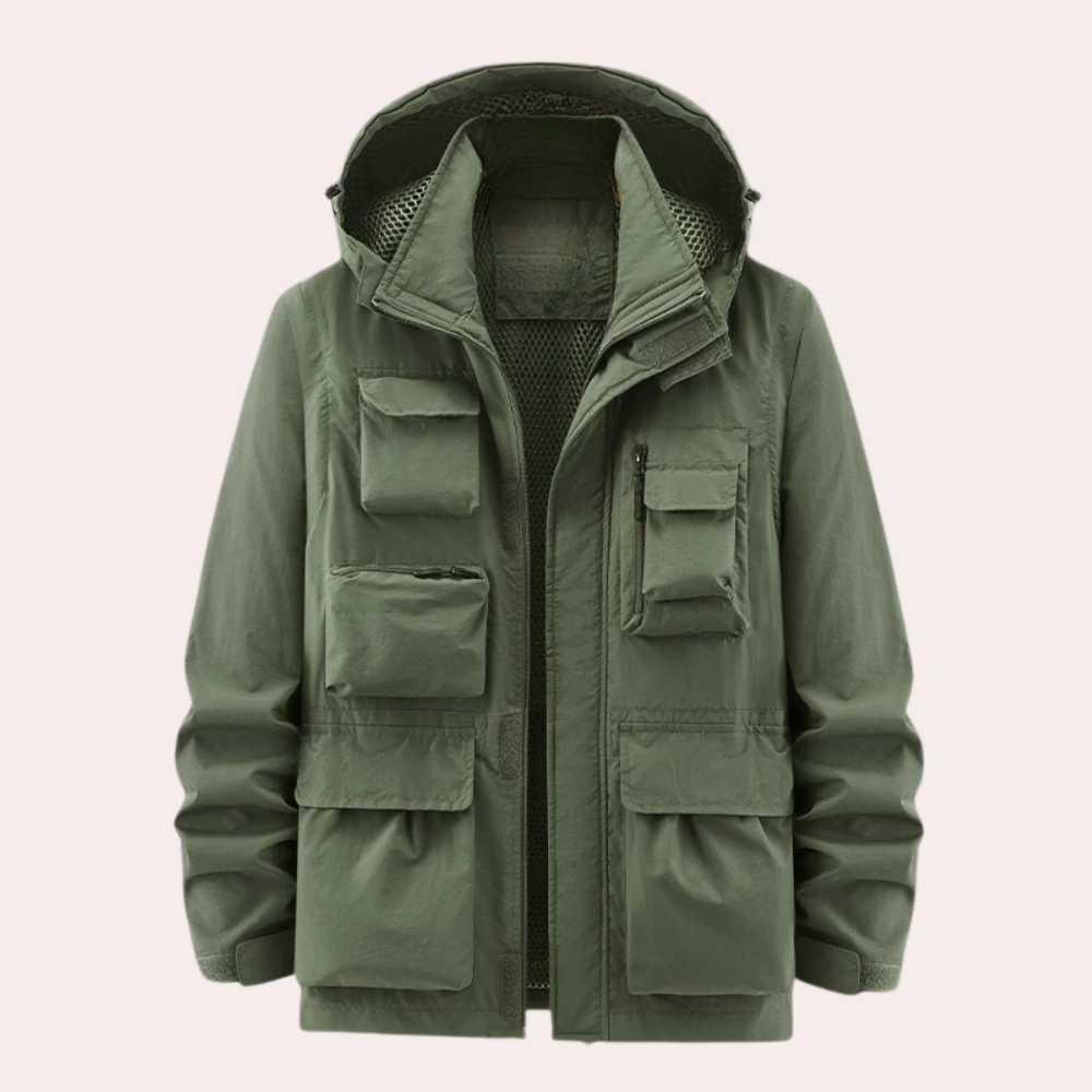 Stijlvolle bruine parka voor heren, ideaal als warme winterjas voor casual gebruik.