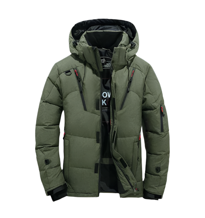 Heren winterparka, waterdicht en warm, met capuchon. Ideaal voor koud weer en outdoor activiteiten. Essentiële herenkleding.