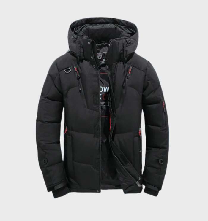 Waterdichte heren winterparka met capuchon, perfect voor regen en wind. Blijf warm en droog met deze outdoor jas.