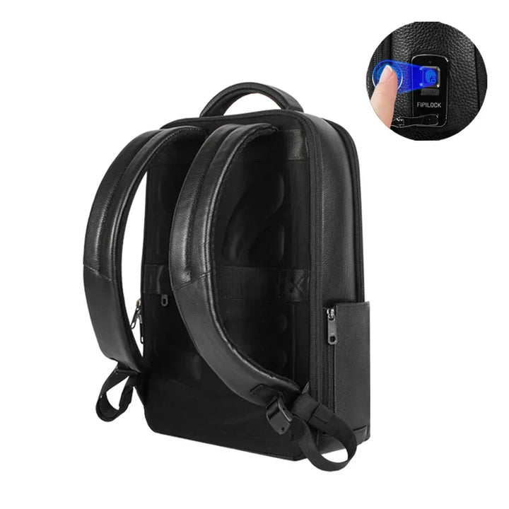 Stijlvolle heren zakelijke rugzak met geavanceerd vingerafdrukslot. Perfecte anti-diefstal laptoptas voor professionals.