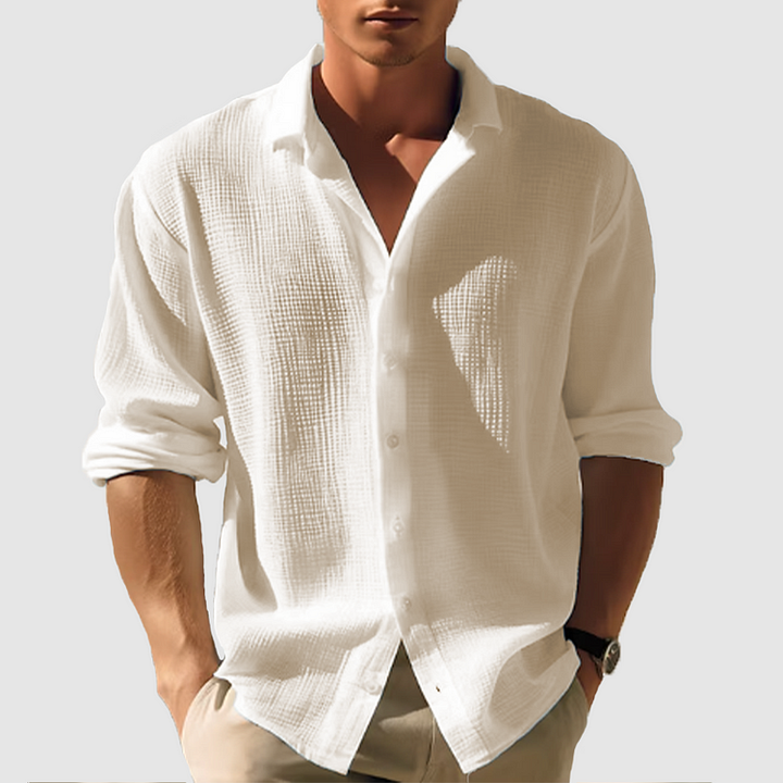 Korte mouw heren overhemd voor de zomer, met een relaxte pasvorm en stijlvolle look.
