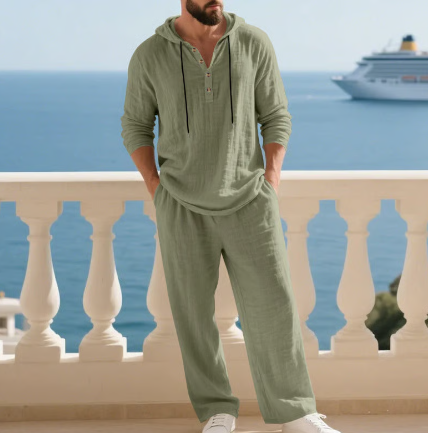 Comfortabel heren shirt van de 2-delige zomerset, ideaal voor casual heren mode met een ontspannen pasvorm.