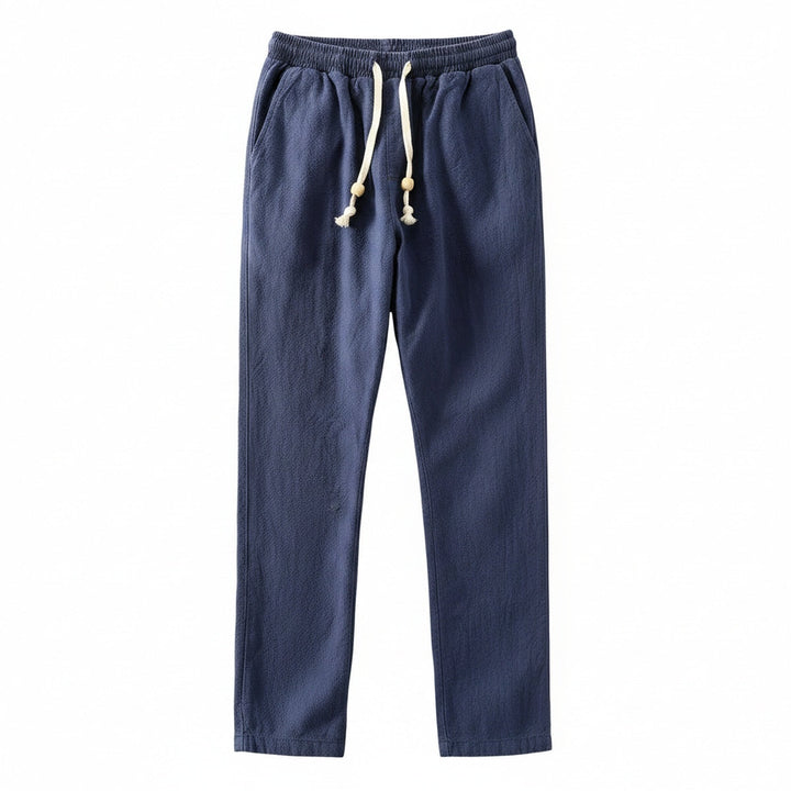 Herenbroek met comfortabele elastische taille, trekkoord en stijlvolle rechte pijp voor een casual look.