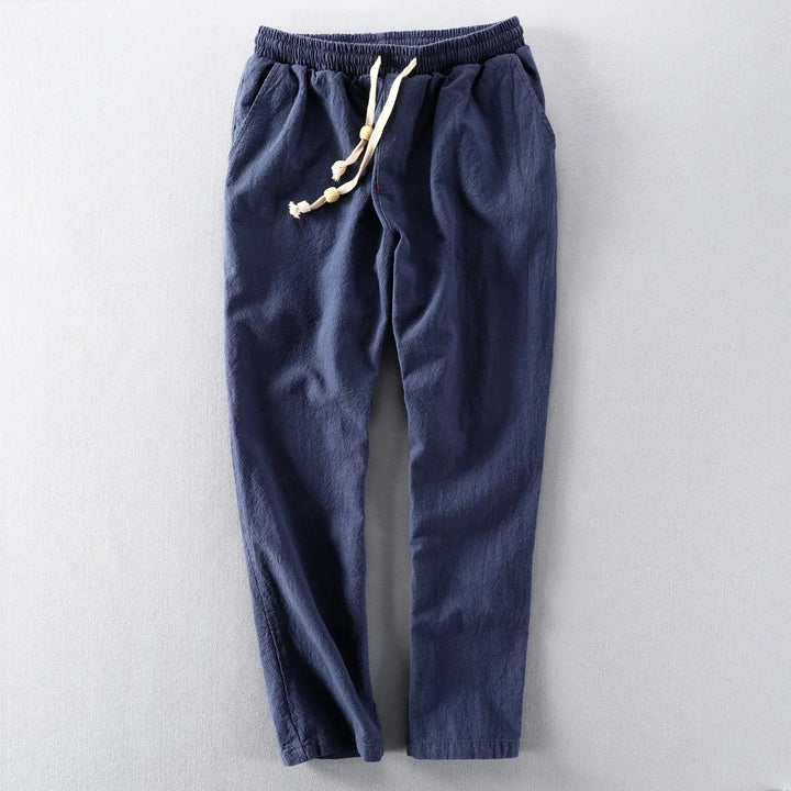 Comfortabele herenbroek met elastische taille en trekkoord, perfect voor een ontspannen casual stijl.