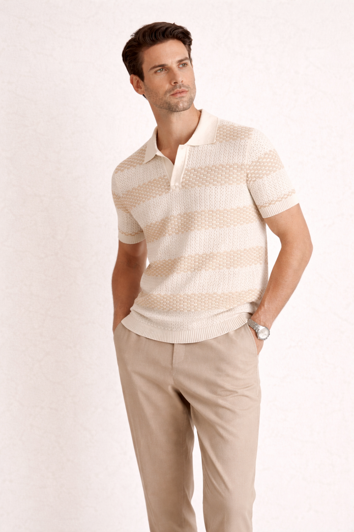 Herenpolo met korte mouwen, perfect voor zomercomfort. Ademend en stijlvol voor elke casual of elegante gelegenheid.