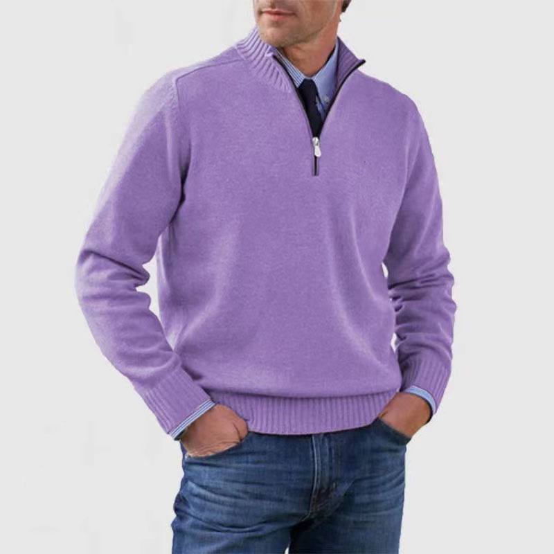 Klassieke heren trui met halve rits, een must-have voor de garderobe in de herfst/winter collectie.