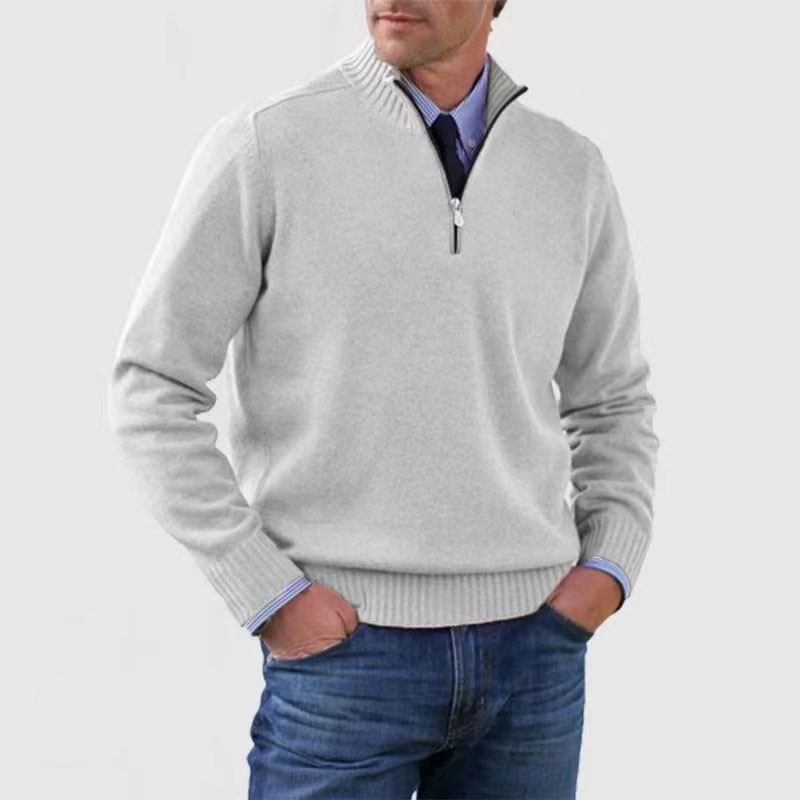 Veelzijdige heren trui met halve rits, makkelijk te combineren voor elke casual of nette look.