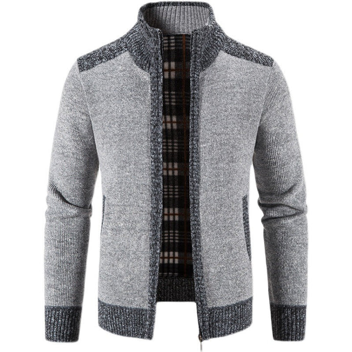 Herenvest met kraag, klassiek gebreid, comfortabel voor dagelijks gebruik en wintermode.