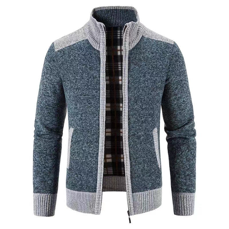 Modern herenvest met kraag en nette afwerking, voor de modebewuste man, gebreid.