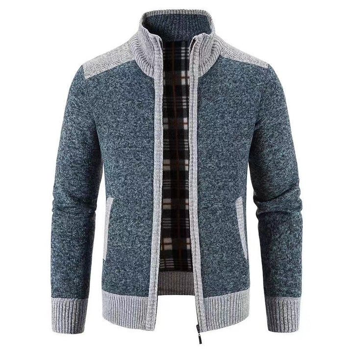 Modern herenvest met kraag en nette afwerking, voor de modebewuste man, gebreid.