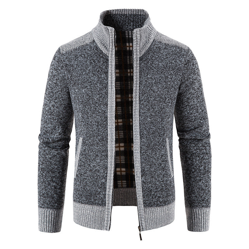 Comfortabel herenvest met kraag, zacht gebreid, perfect voor koude winterdagen.