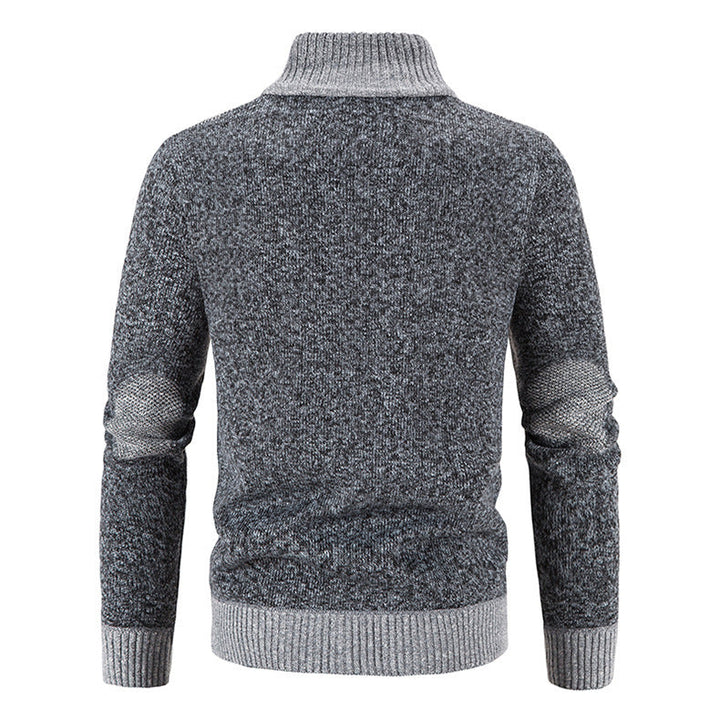 Donkerblauw herenvest met kraag, een veelzijdige en warme toevoeging aan je wintergarderobe.